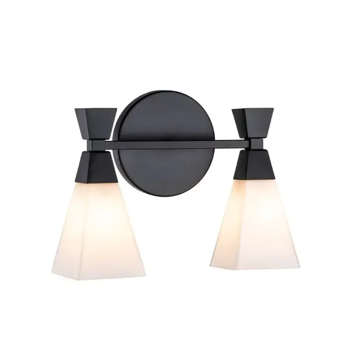 2 Light Bathroom IP44 Wall Light in Matte Black (0178BOW2MB)