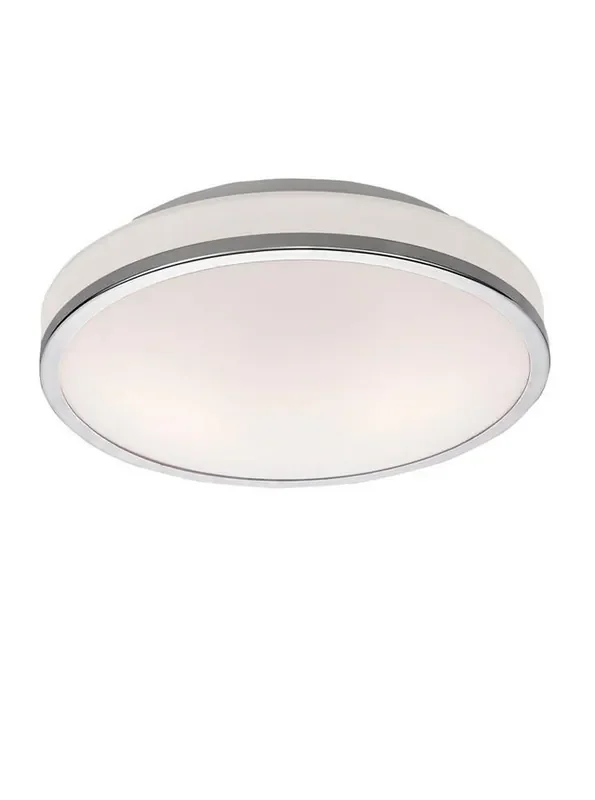 2 Light Chrome with Matt White Diffuser 28cm IP44 Bathroom Ceiling Light