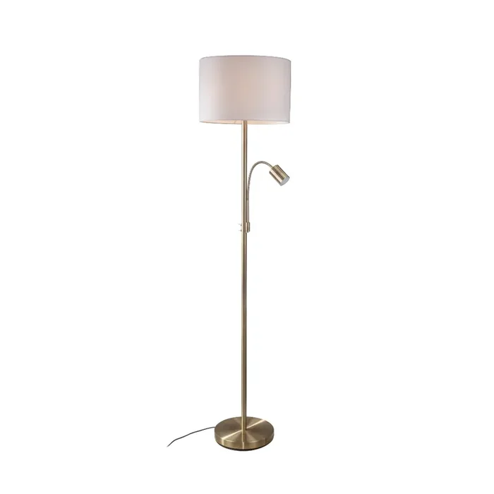2 Light Mother and Child Floor Lamp Antique Brass with Shade (01529MAR02ABFL)