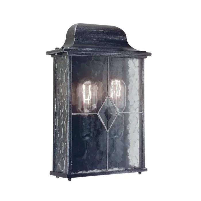 2 light Traditional outdoor half lantern – Black and Silver (0178WEXWX7)