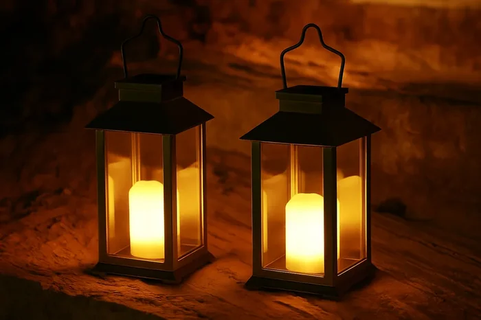 2-Pack Outdoor Solar Garden Lanterns – Candle Flicker Effect – Waterproof