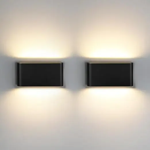 2 Pack Up & Down Modern LED Wall Light IP44 Waterproof