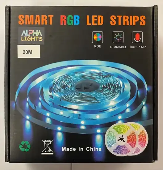 20M/65FT LED Strip Lights with Remote, RGB Colour Changing, Dimmable Strip Lighting, Long Plug in LED Lights