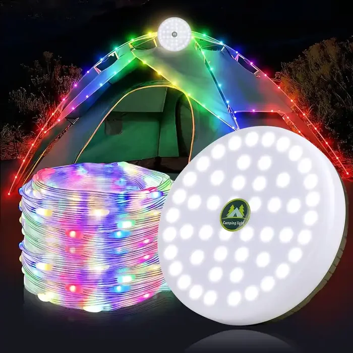 20M Rechargeable Camping String Lights with Reel – USB Type-C – UK