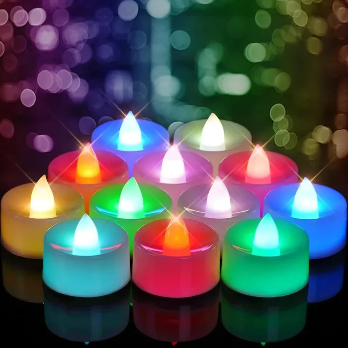 24 Pack Flameless LED Votive Candles, Long Lasting Battery Operated Tea Lights, Electric Fake Candles in Warm White for Wedding,Home Decor (3.8X 4CM, Batteries Included) Multi-Colour