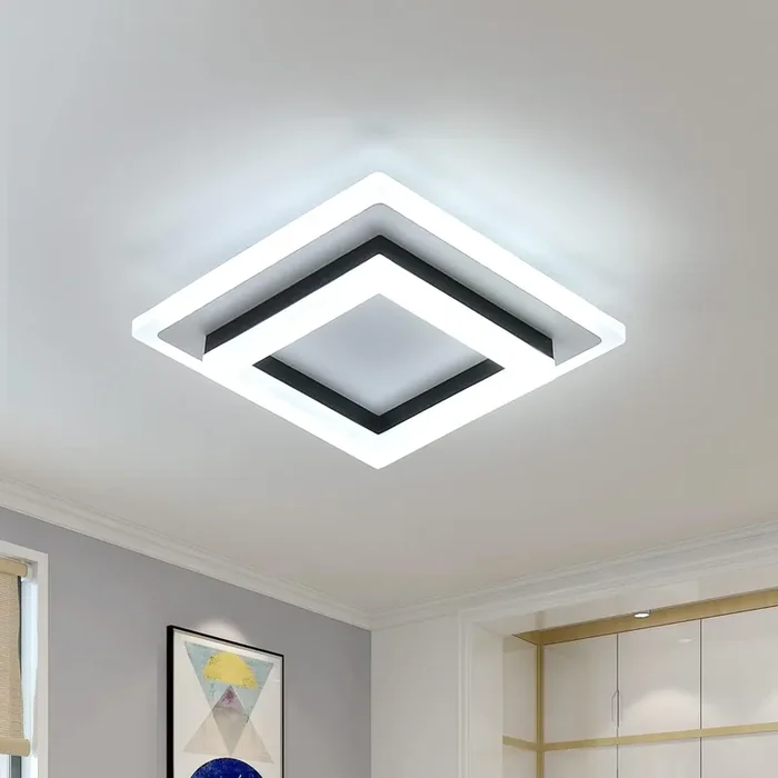 24W LED Ceiling Light – Modern Square Flush Mount – Cool White 6500K