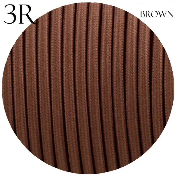 3 core Round Vintage Braided Fabric Brown Cable Flex 0.75mm