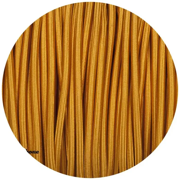 3 core Round Vintage Braided Fabric Gold Coloured Cable Flex 0.75mm