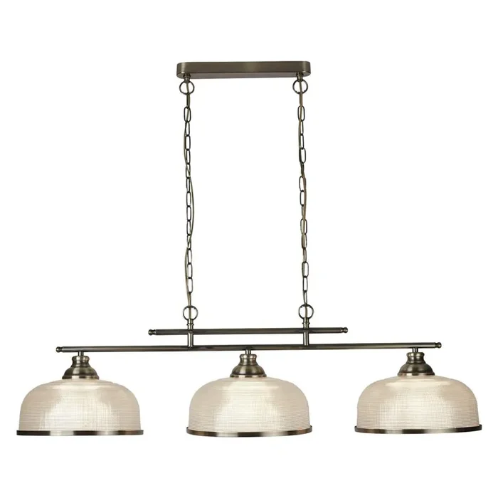 3 Light Bar Ceiling Pendant – Brass & Halophane Glass (0483BIS35933AB)