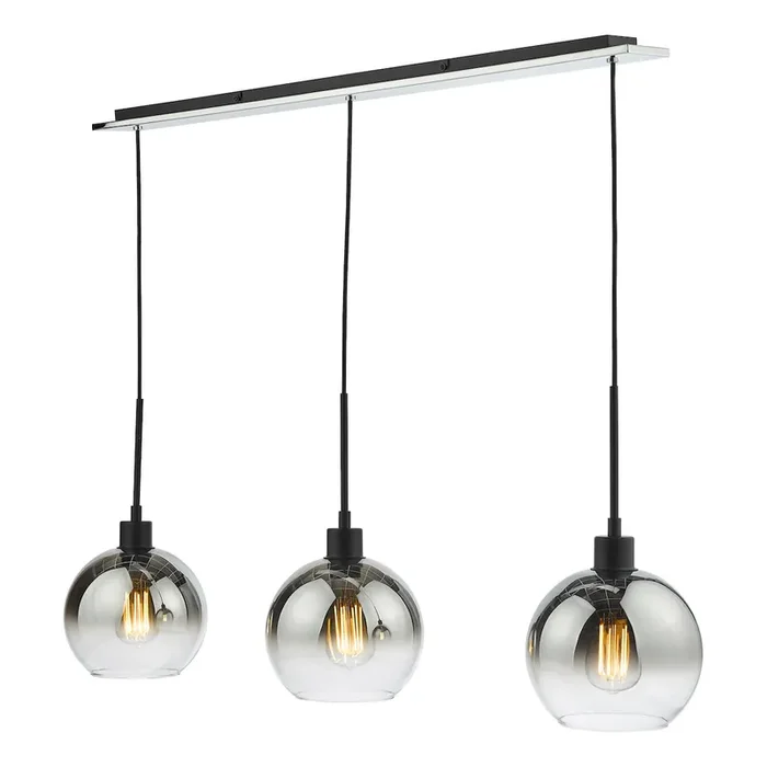 3 Light Bar Pendant Matt Black Ombre Smoked Glass (0183LYC0322)