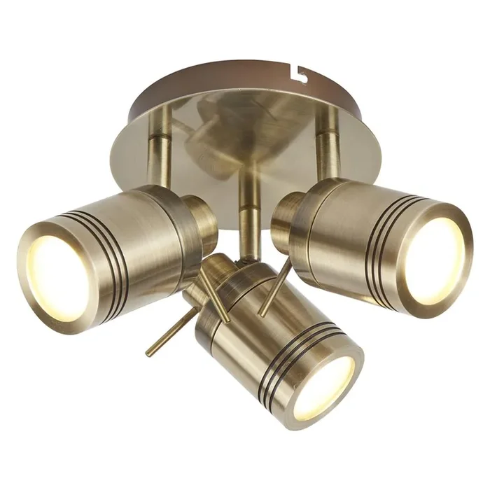 3 Light Bathroom Round Spotlight- Antique Brass IP44 (0483SAM6603AB)