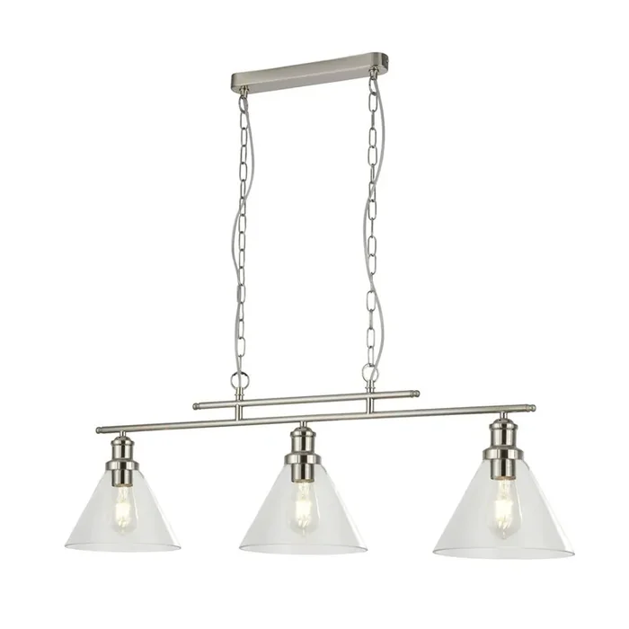 3 Light Ceiling Pendant – Satin Silver & Glass Shades (0483PYR12773SS)