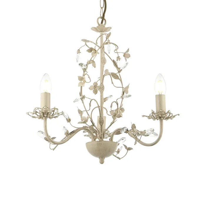 3 Light Chandelier in Cream with Brushed Gold effect (0711LUL3CR)