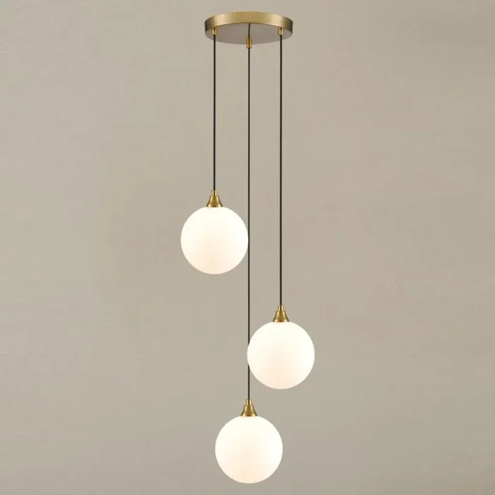 3 Light Cluster Aged Brass with Opal glass (0194GALFL24683367)