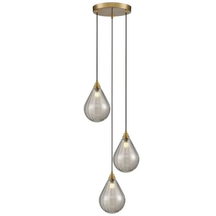 3 Light Cluster Aged Brass with Smoked glass (0194PER24683355)