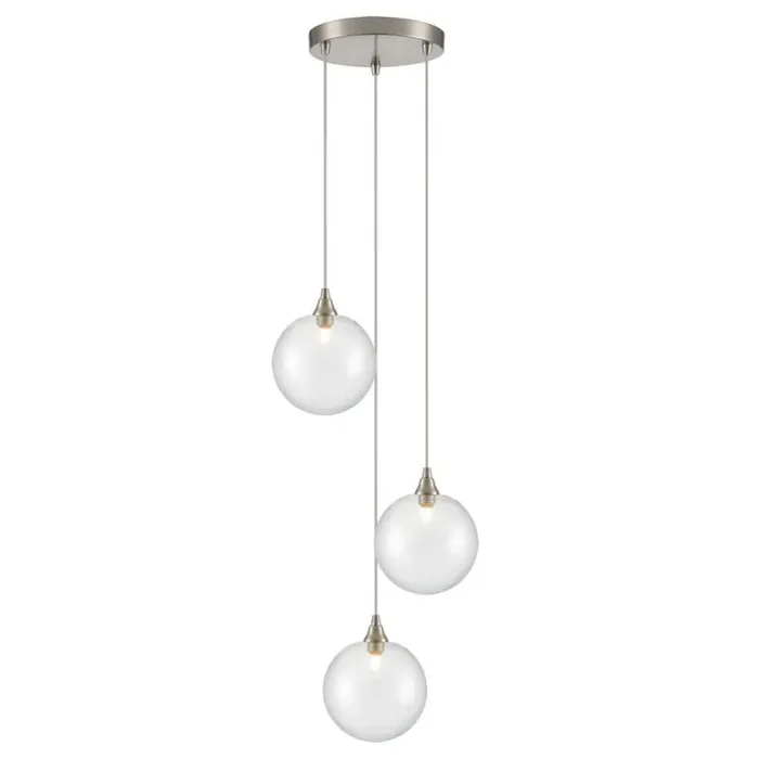 3 Light Cluster Satin Nickel with Clear glass (0194GALFL24533364)