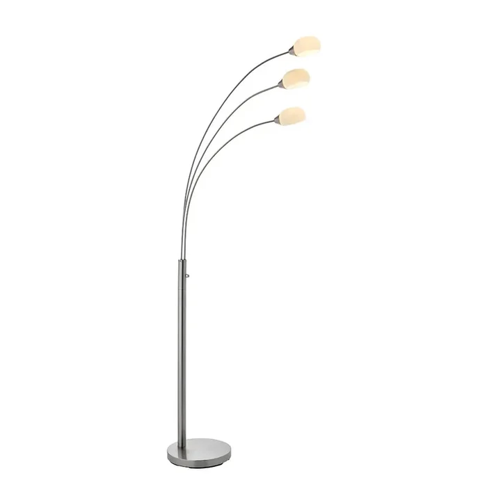3 Light Floor Lamp – Satin Nickel with White Glass Shades (0711JAS76567)
