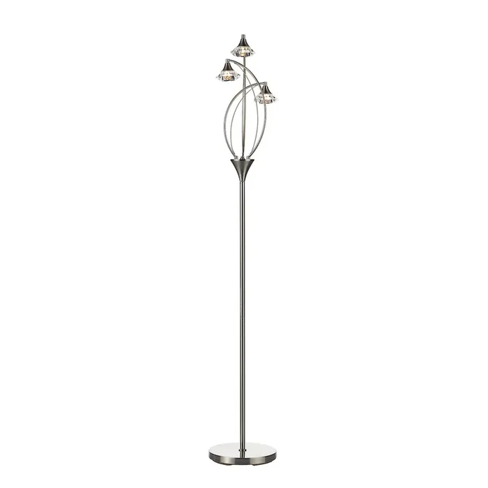 3 Light Floor Lamp Satin Chrome Crystal (0183LUT4946)