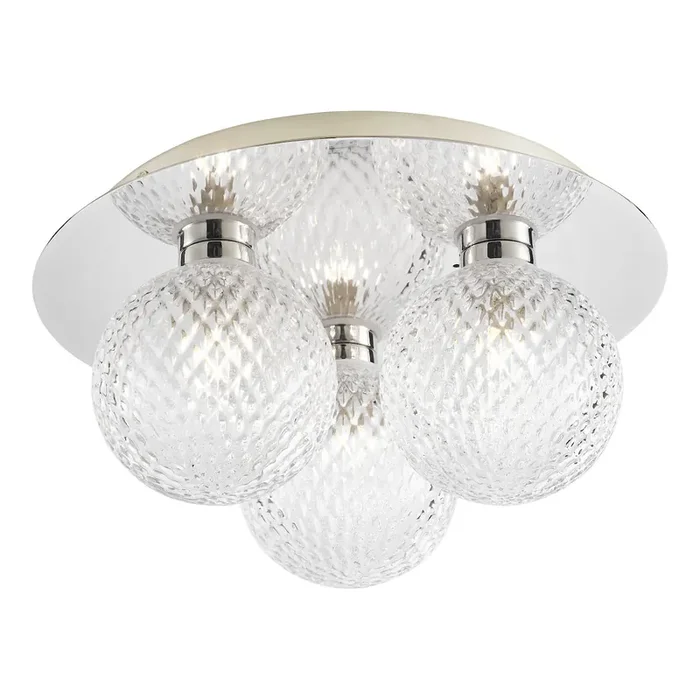 3 Light Flush Bathroom Light Glass Polished Chrome IP44 (0183PRA6047Q)