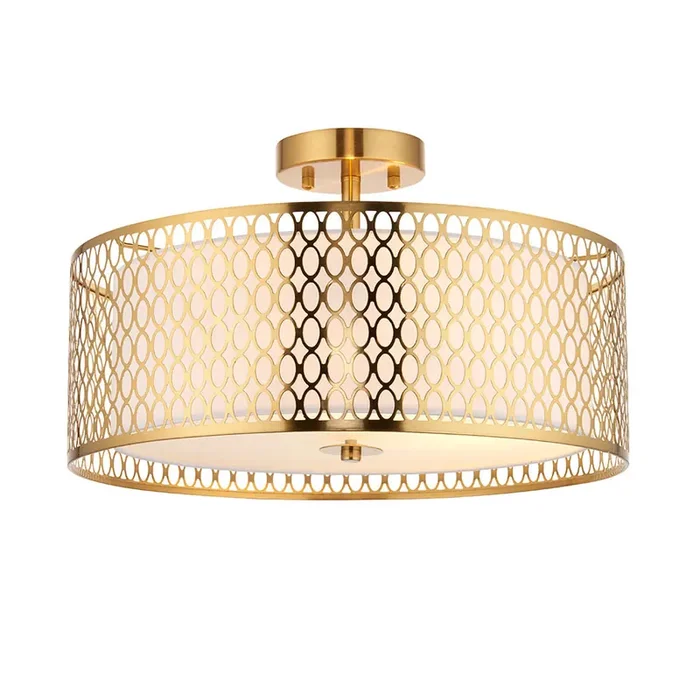 3 Light Flush in Gold with Frosted Glass (0711COR101568)