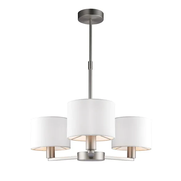 3 Light Pendant in Matt Nickel with White Vintage Shade (0711DAL60256)