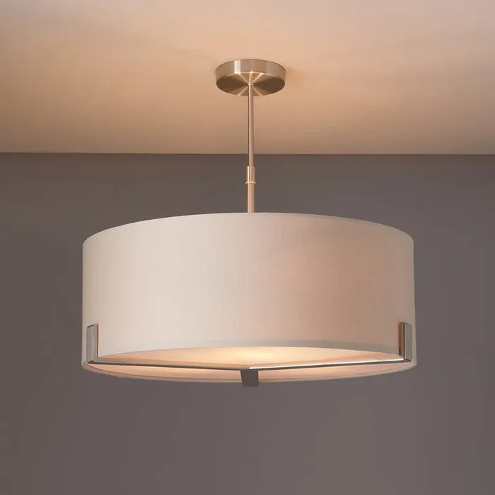 3 Light Pendant in Satin Nickel with Pale Grey Shade (0711HAY95834)