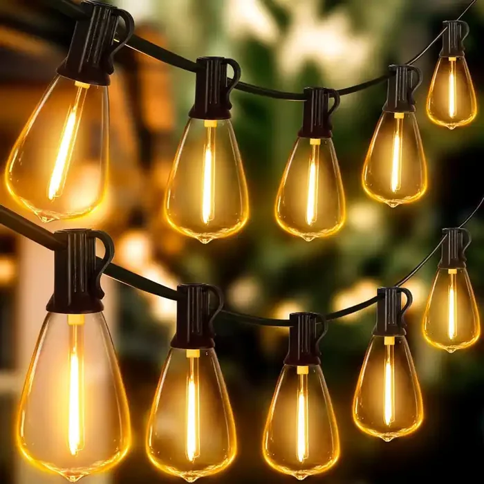 30M Mains powered Festoon lights with ST64 Bulbs