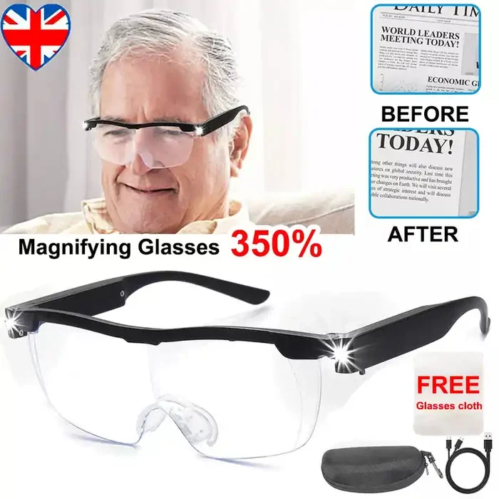 350% Magnifier Glasses With Led Light Magnifying Glasses Loupes Reading Sewing