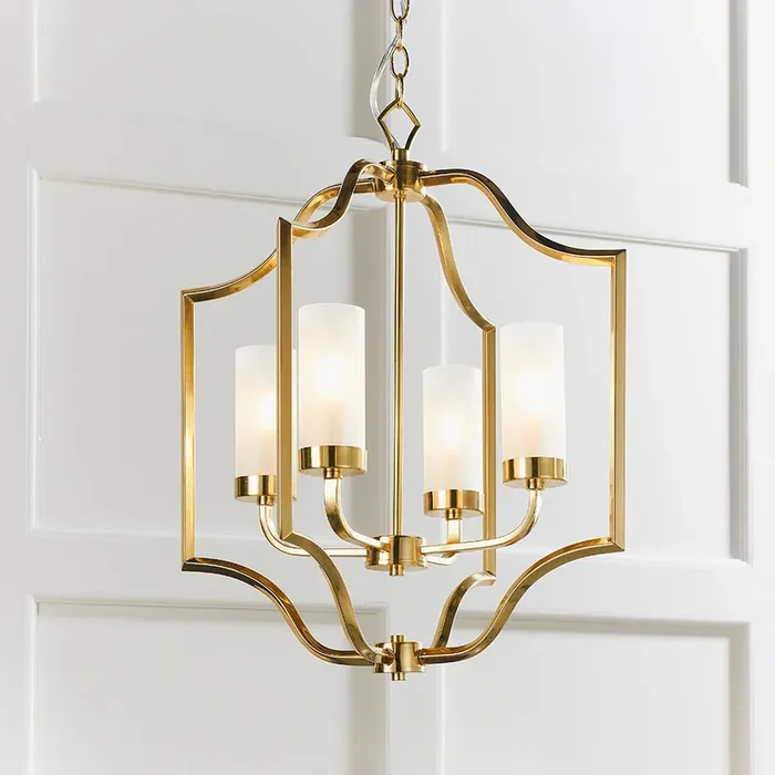 4 Light Pendant in Satin Brass with Frosted Glass Shades (0711EDR81914)