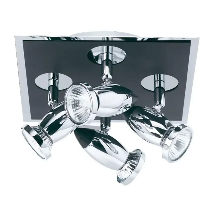 4 Light Square Spotlight in Matt Black & Polished Chrome (0483COM7494)