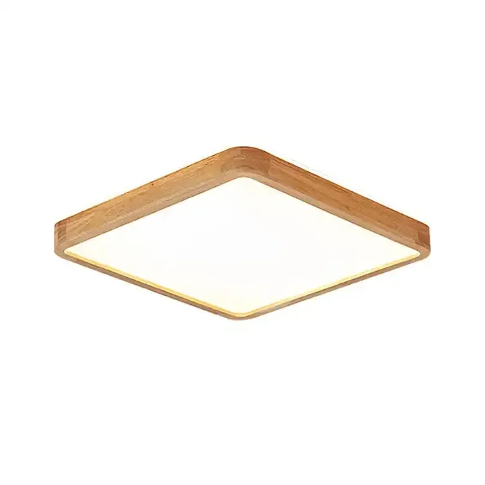 40W 16-Inch Wood Grain LED Ceiling Light – Sleek Square Design for Contemporary Interiors