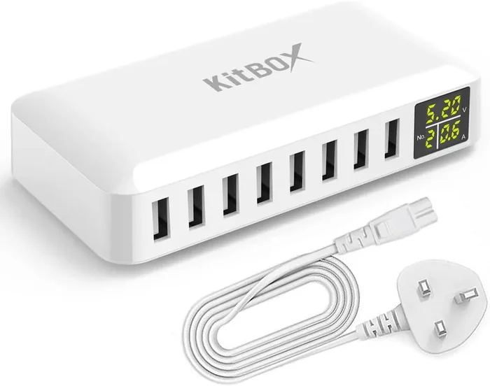 40W 8-Port USB Charging Station – Multi USB Charger Hub Tower, 5V Power Adapter for iPhone 15/14/13, Samsung & More