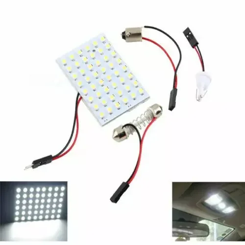 48 SMD LED Panel Dome Light In UK – IP44 Waterproof, T10 BA9s Festoon Adapters, Anti-Corrosion, Color temperature 5000K, Energy Efficient, Dome Light for Car License Plate Lights, Side Marker Light Bulbs Trunk or Cargo Light Bulbs