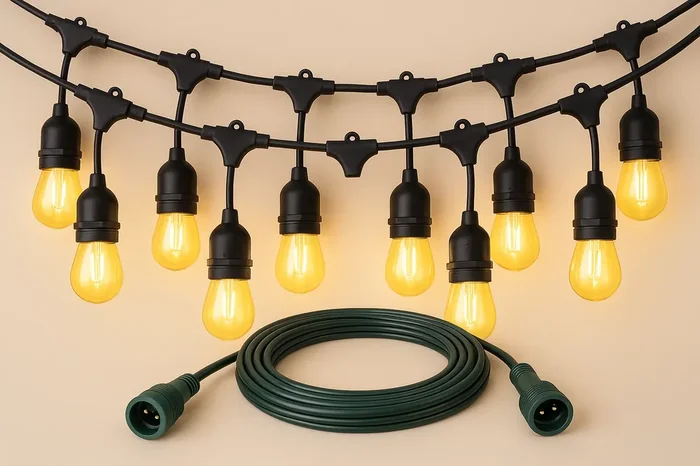 48ft Garden Festoon Lights With 15 LED Bulbs
