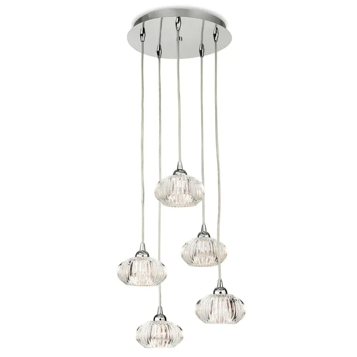 5 Light Pendant in Chrome with Clear Decorative Glass (0888LIS4859CH)