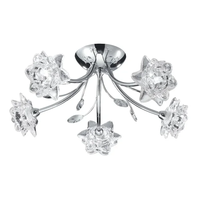 5 Light Semi-flush ceiling light – Chrome & Clear Glass (0483BEL92855CC)