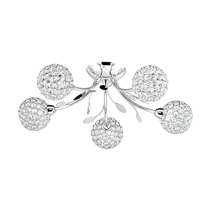 5 Light Semi-flush ceiling light – Chrome & Clear Glass (0483BELII65755CC)
