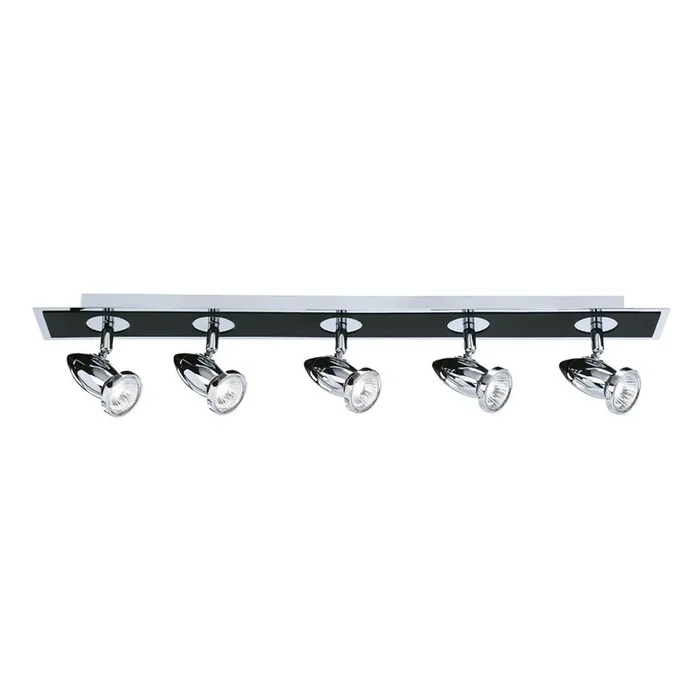 5 Light Spotlight Bar in Matt Black & Polished Chrome (0483COM7495)