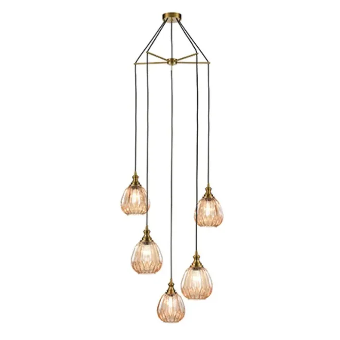 5 Light Spreader – in Bronze and Amber Glasses (0194REF24255353)