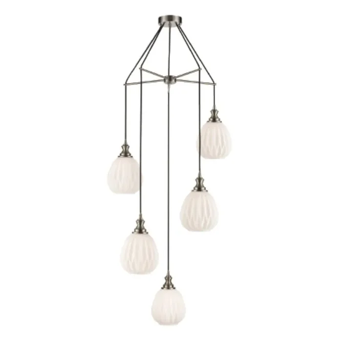 5 Light Spreader – in Satin Nickel and White Matt Glasses (0194REF24215349)