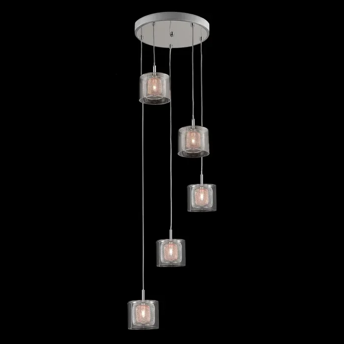 5 light spreader pendant Glass Copper Mesh in Chrome (0268LAU05SPREADER)