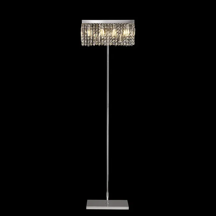 50x15cm Rectangular Floor Lamp, 4 Light E14, Polished Chrome/Crystal (1230HAL111B)