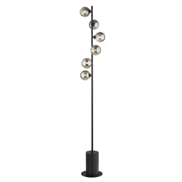 6 Light Floor Lamp Matt Black with Mix & Match Glass Options (0183SPI4922-F)