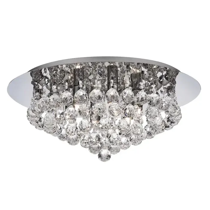 6 Light Flush Ceiling Light – Chrome & Clear Crystal (0483HAN34066CC)