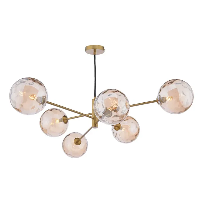 6 Light Pendant Aged Brass & Champagne Dimpled Glass (0183VIG064511)