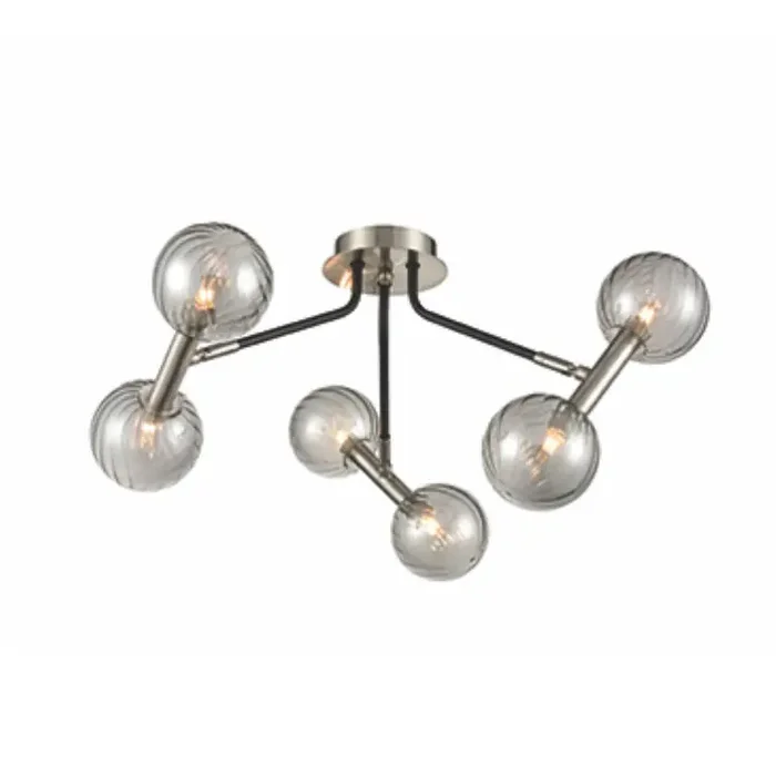 6 light Semi-Flush in Black and Satin Nickel Finish (0194ATM24366)