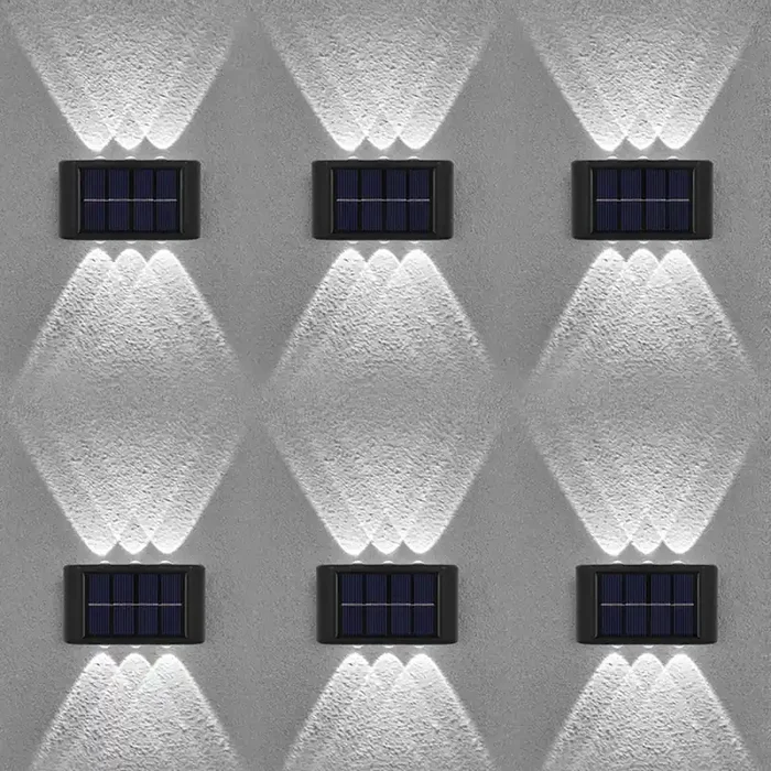 6 Pack Solar Wall Lights Outdoor – Bright White LED Fence Lights, IP65 Waterproof Up & Down Lamps for Garden, Yard & Pathway