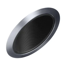 604B-SC 6″ Line Voltage, Fluorescent, Super Slope Ceiling Baffle Downlight Trim, Black Baffle, Satin Chrome Trim
