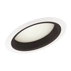 610B-WH 6″ Line Voltage, Slope Ceiling Lensed Shower Trim Flat Diffuser, Black Baffle, White Trim