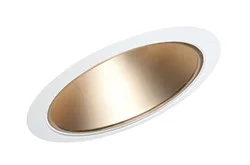 612WHZ-WH 6″ Line Voltage, Fluorescent, Slope Ceiling Reflector Cone Trim, Wheat Haze Reflector, White Trim